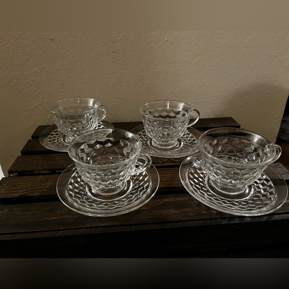 Vintage American Fostoria Teacups & Saucers